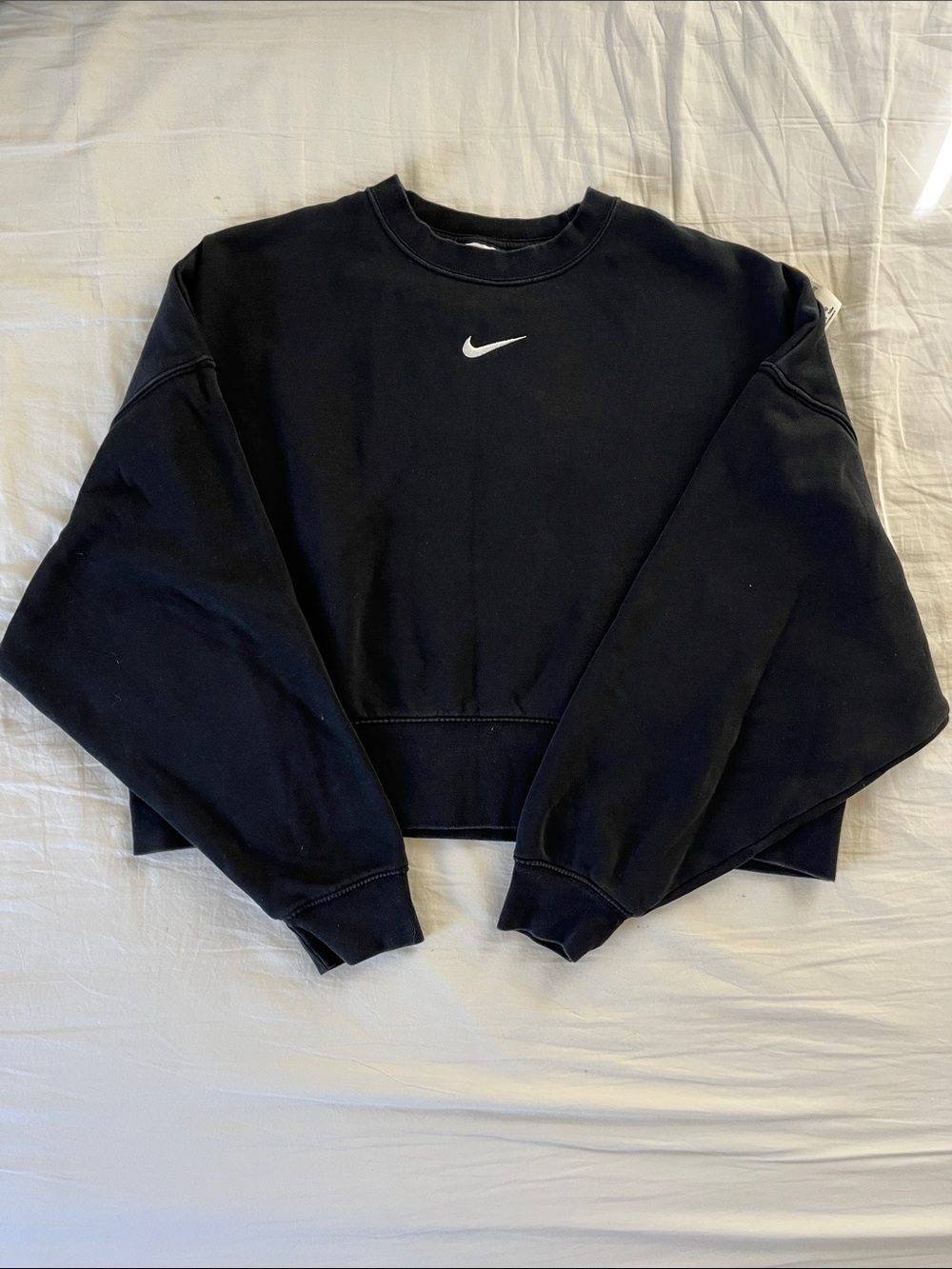 Nike Women's Black Cropped MC Pullover Sweatshirt with drop sleeves